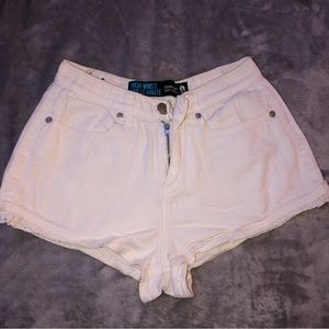 White high waisted denim jean shorts